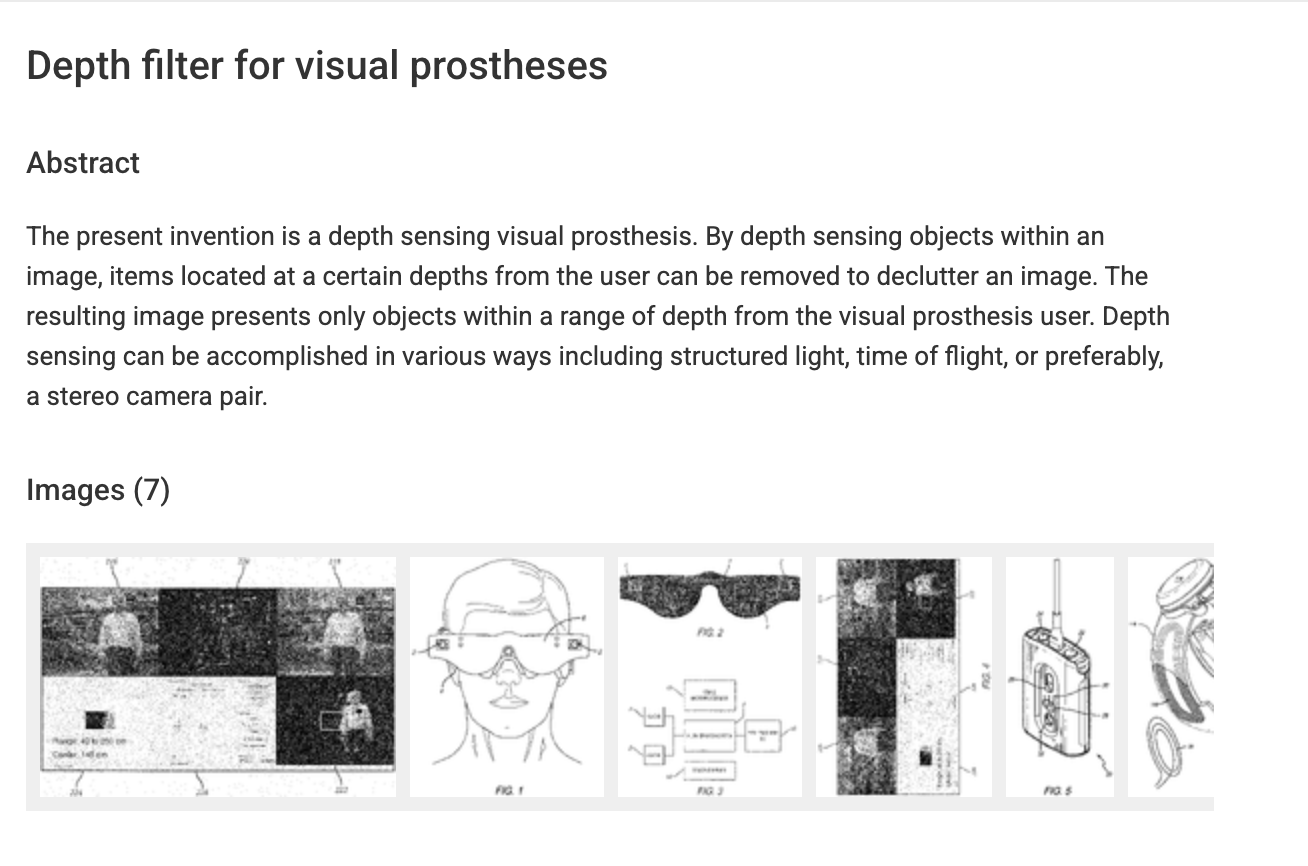Depth filter for visual prostheses